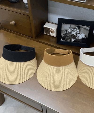 여름 라탄 밀짚 썬캡 돌돌이 비치 모자
